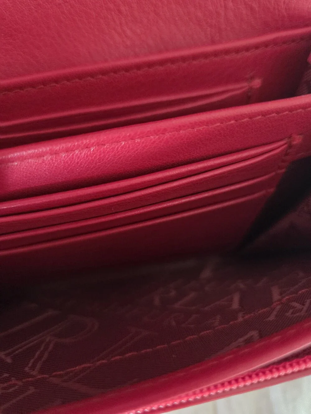 furla red leather continental wallet clutch made in italy snap closure
